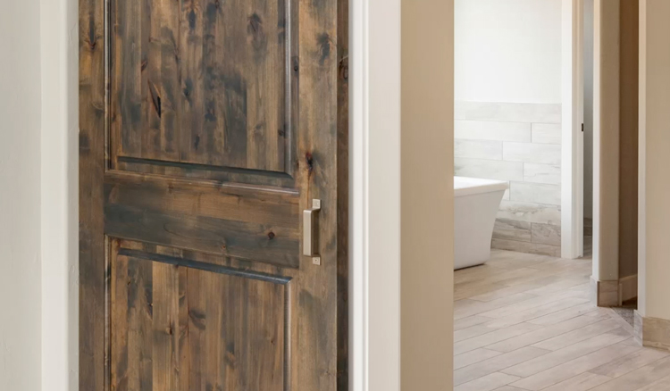 Staining a barn door